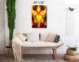Yellow Stretched Canvas Angel Art Print, Metaphysical Wall Decor - "The Becoming"