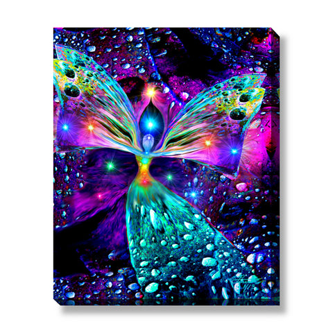 Rainbow Angel Stretched Canvas Decor, Reiki-Inspired Chakra Art - "Bubbles of Clearing"