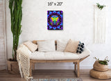 Gallery Stretched Canvas Mandala Print, Rainbow Sacred Geometry, Fairy Angel Art - "Centered"