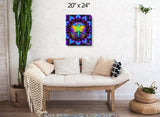 Gallery Stretched Canvas Mandala Print, Rainbow Sacred Geometry, Fairy Angel Art - "Centered"