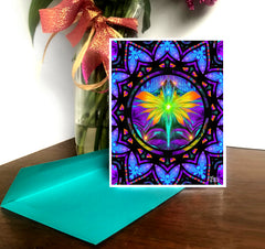 blue and red mandala art greeting card with a rainbow fairy in the center by Primal Painter

























































































