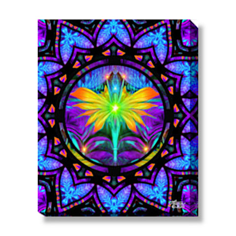 Gallery Stretched Canvas Mandala Print, Rainbow Sacred Geometry, Fairy Angel Art - "Centered"