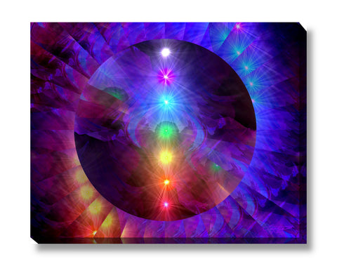 Chakra Art Stretched Canvas, Rainbow Wall Decor - "Chakra Healing"