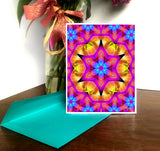 Mandala Art Greeting Card, Flower Kaleidoscope, Blank Notecard, Thank You Cards - "Connections"