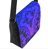 Purple Indigo Messenger Bag with Interchangeable Unique Abstract Art Flap - "Intuition"