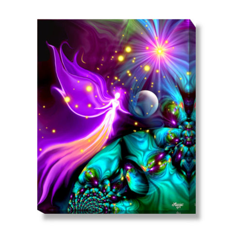 Guardian Angel Gallery Stretched Canvas, Rainbow Reiki Home Decor -  "Divine Protection""