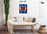 Chakra Angel Art Stretched Canvas Print, Rainbow Reiki Wall Decor - "Embrace Light"