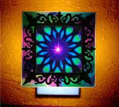 blue, green and purple 3d mandala nightlight by Primal Painter