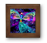 Chakra Angel Art Framed Ceramic Tile, Collectible Home Decor - "Bubbles of Clearing"