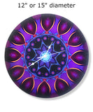 Round Mandala Wood Wall Clock - "Fuchsia Swirl"