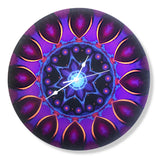 Round Mandala Wood Wall Clock - "Fuchsia Swirl"