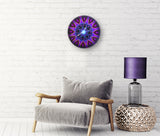 Round Mandala Wood Wall Clock - "Fuchsia Swirl"