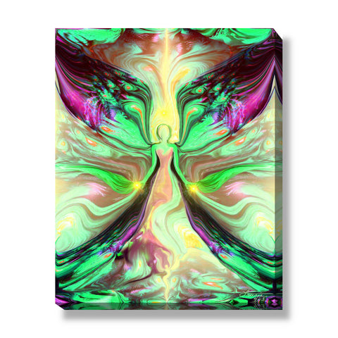 Pastel Green Yellow Angel Canvas Print, Reiki-Inspired Metaphysical Art - "Growth"