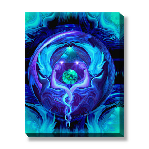 Twin Flames Stretched Canvas Art Print, Reiki-Inspired Wall Decor - "Healing Circle"