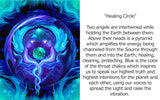 Twin Flames Art Greeting Card, Blue Angels with Spiral Blank Notecard, Reiki Art Card - "Healing Circle"