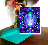 Mandala Angel Art Greeting Card, Purple Chakra Blank Notecard, Thank You Note - "Hope Mandala"
