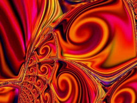 Psychedelic Art, Red and Orange Wall Decor- "Metamorphosis"