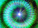 Green Abstract Art Print,  Spiral Wall Decor, Swirling Metaphysical Chakra Artwork - "New Growth"