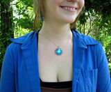 Dainty Throat Chakra Necklace, Blue Starburst Pendant, Metaphysical Artwork