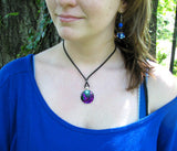 Purple Chakra Necklace, Third Eye Art, Reiki Inspired Jewelry - "Worlds Within Worlds"