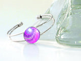 Violet Swirl Bracelet, Crown Chakra Artwork on a Silver Cuff - "Intuition"