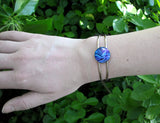 Blue Goddess Bracelet, Throat Chakra Silver Cuff Wrist Ornament - "The Healer"