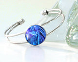 Blue Goddess Bracelet, Throat Chakra Silver Cuff Wrist Ornament - "The Healer"