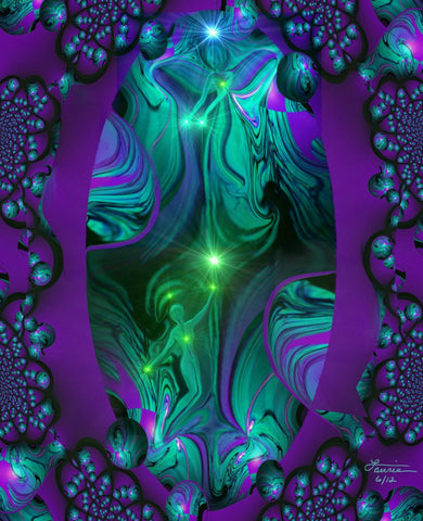 Purple Green Wall Decor, Reiki Angel Art Print - "The Guide"