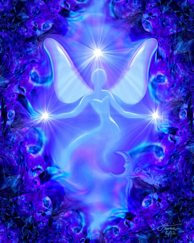 Original Visionary Art Print, Blue Violet Angel - 