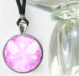 Soft pink angel necklace with metaphysical art by Primal Painter