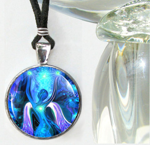 Blue Jewelry, Angel Necklace, Reiki Energy