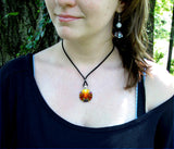 Orange Abstract Art Necklace, Reiki Energy Jewelry, Fantasy Artwork - "Light Being"