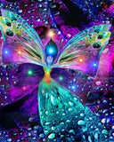 Rainbow angel art print by Primal Painter featuring a very colorful angel with butterfly wings, chakra colors, and orbs of energy. Bubbles of Clearing
