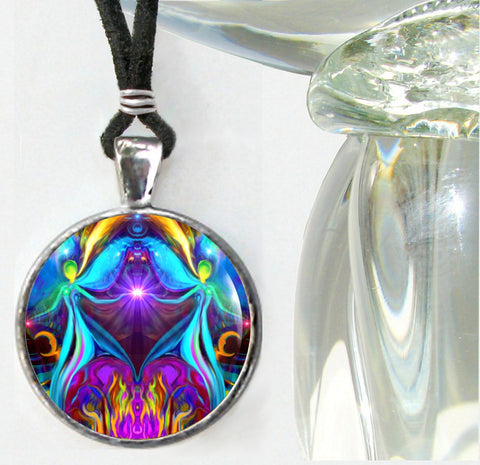 Twin Flames Necklace, Violet Flame Pendant, Soulmate Love - "Twin Flames Heart"