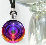 Rainbow chakra art necklace by Primal Painter called "Chakra Alignment"