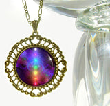 Chakra Art Necklace, Rainbow Reiki Energy Jewelry - "Chakra Healing"