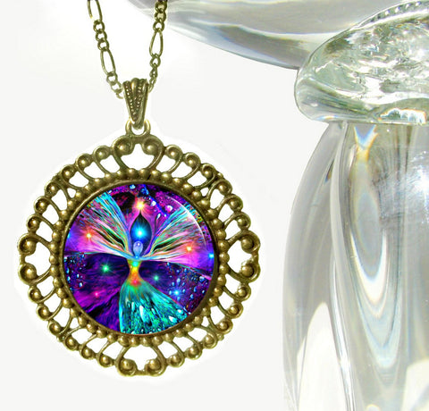 Rainbow Chakra Necklace, Lightworker Energy Art Jewelry - "Bubbles of Clearing"