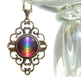 Diamond Shaped Chakra Necklace, Energy Art Jewelry - "Chakra Balance"