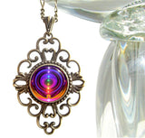 diamond shaped fancy necklace featuring chakra art by Primal Painter