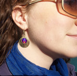 Chakra Art Earrings, Handcrafted Jewelry with Rainbow Energy Art - "Chakra Alignment"