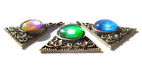 Rainbow Chakra Earrings, Positive Energy Pyramid Shape, Wearable Art - "Chakra Alignment"