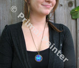 Purple Teal Chakra Jewelry Reiki Energy Necklace Wearable Art