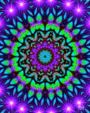 Sacred Geometry Mandala Art Print, Purple Green Reiki-Infused Visionary Art -"Intuitive Heart"