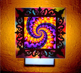 Psychedelic Night Light, Freestanding or Plug-in Decorative Lighting, 3D Framed Art- "Fibonacci Spiral"