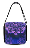 Limited Edition Designer Messenger Bag with a Snap-On Flower Mandala Art Flap - "Purple Lace"