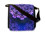 Limited Edition Designer Messenger Bag with a Snap-On Flower Mandala Art Flap - "Purple Lace"