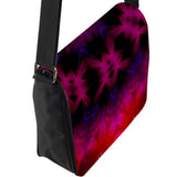 Red Geometric Designer Messenger Bag with a Snap-On Abstract Art Flap - "Red Root Chakra"