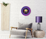 Large Wood Wall Clock, Rainbow Angel Art Home Decor - "Centered Mandala"