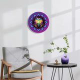Large Wood Wall Clock, Rainbow Angel Art Home Decor - "Centered Mandala"
