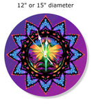 Large Wood Wall Clock, Rainbow Angel Art Home Decor - "Centered Mandala"